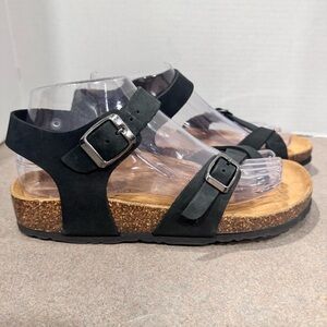 Bos. & Co. Women Black Adjustable Straps Slingback Cork Sandals EU 37 US 7